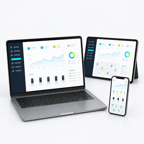 Illustrative vehicle, shift and charging operations dashboard for a logistics fleet